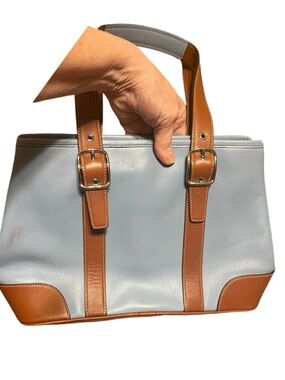 Coach Two-Tone Shoulder Bag in Light Blue and Tan